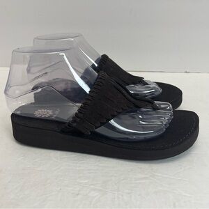 YELLOW BOX  "Tabetha" Leather Fringe Sandals  Size 6.5 chocolate brown boho